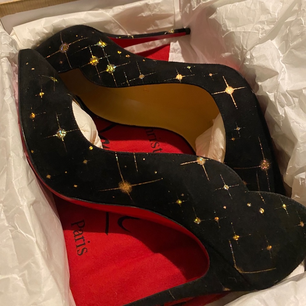 Christian Louboutin Hot Chick Black Suede &Sparkle